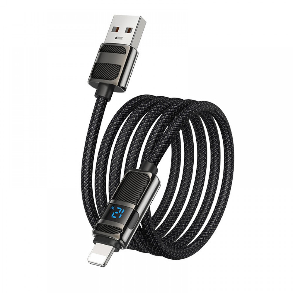 Дата кабель Hoco U137 Line with display USB to Lightning 2.4A/12W (1.2m)