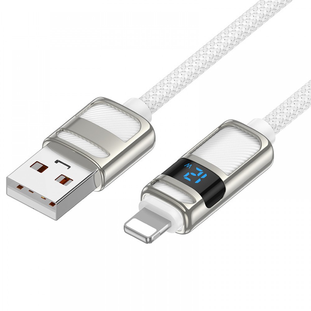 Дата кабель Hoco U137 Line with display USB to Lightning 2.4A/12W (1.2m)