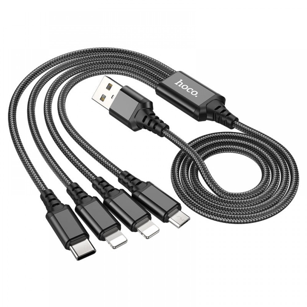 Дата кабель Hoco X76 4in1 2xLightning + Type-C + MicroUSB (1m)