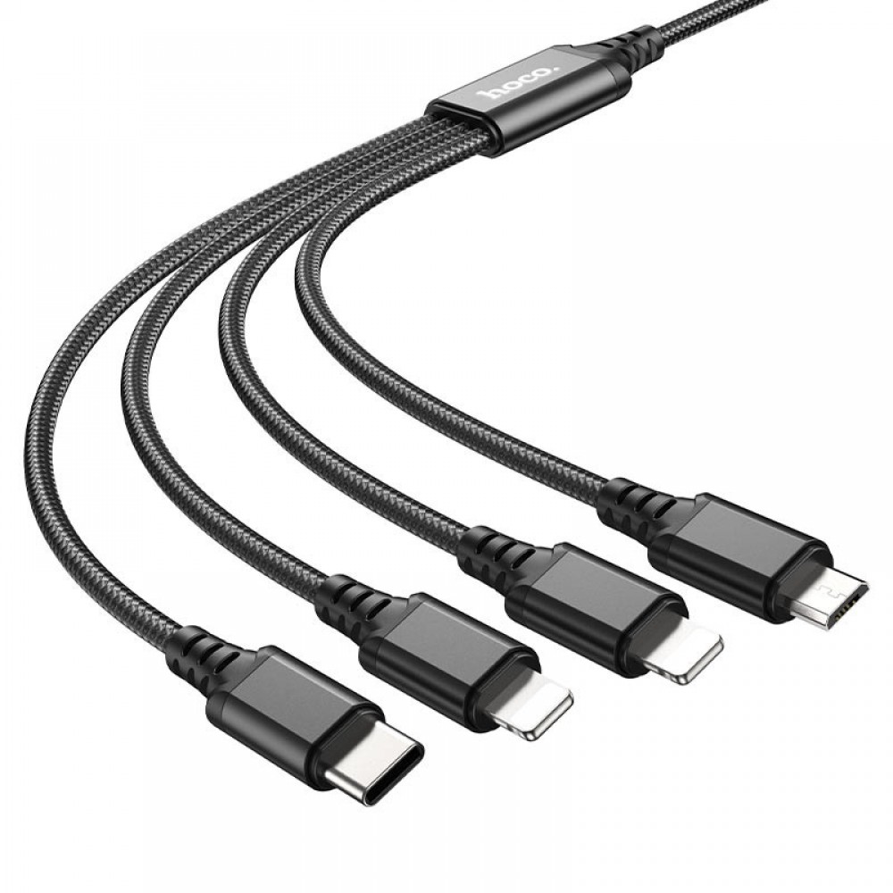 Дата кабель Hoco X76 4in1 2xLightning + Type-C + MicroUSB (1m)