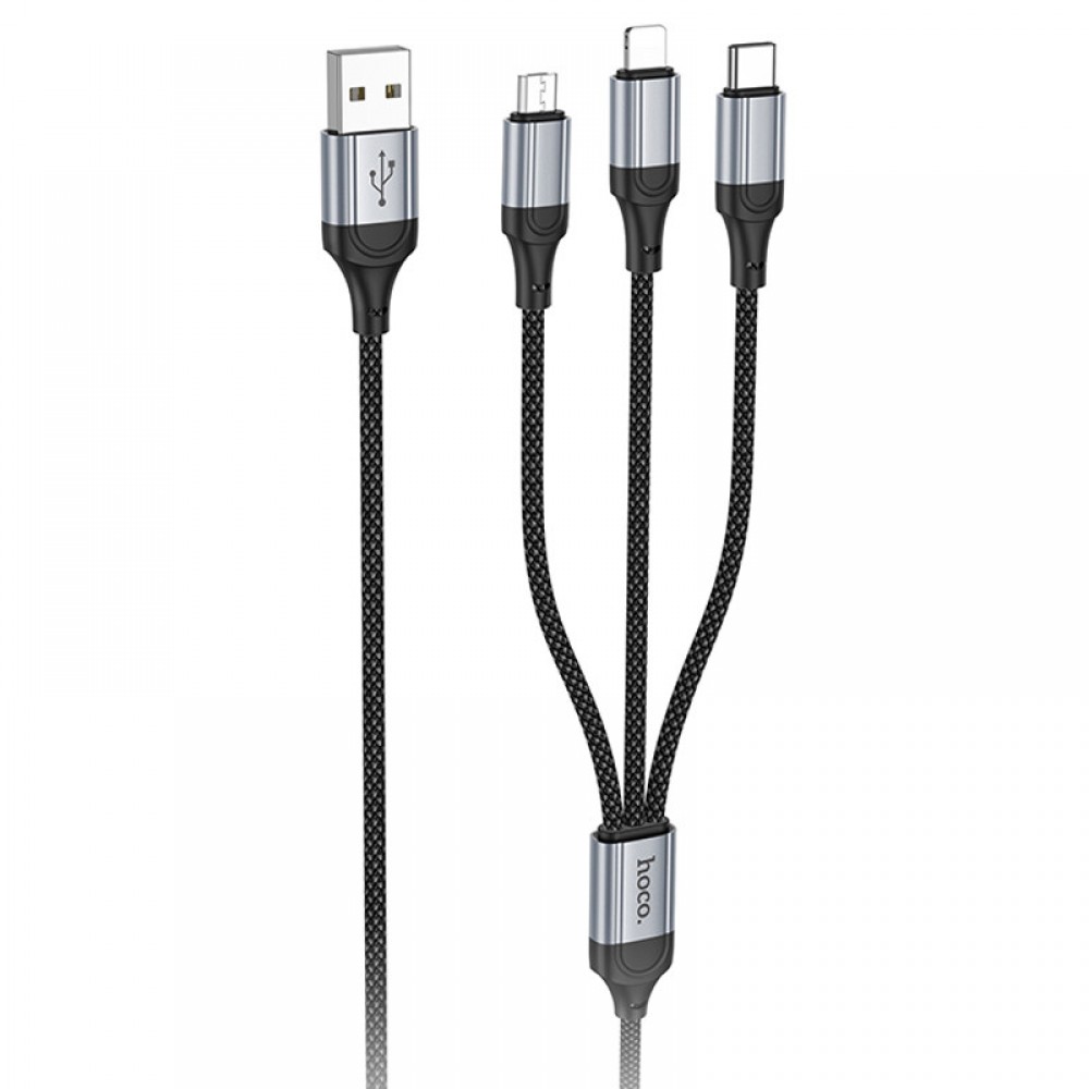 Дата кабель Hoco X102 Fresh 3in1 USB to Lightning + MicroUSB + Type-C (1m)