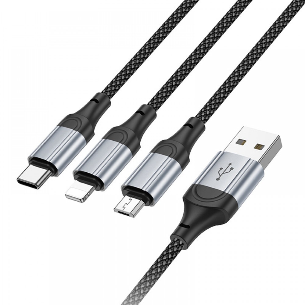 Дата кабель Hoco X102 Fresh 3in1 USB to Lightning + MicroUSB + Type-C (1m)