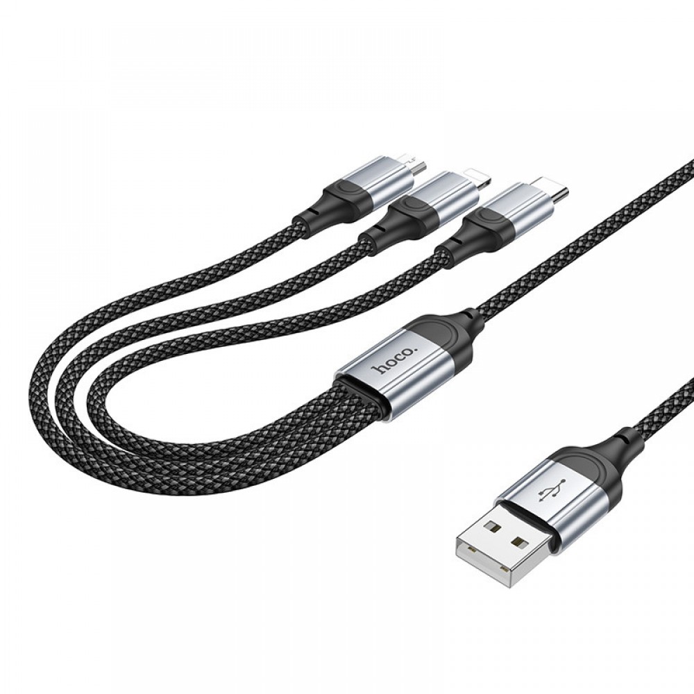 Дата кабель Hoco X102 Fresh 3in1 USB to Lightning + MicroUSB + Type-C (1m)