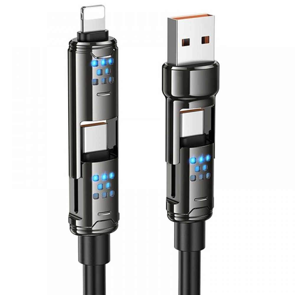 Дата кабель Hoco U143 Joy 4in1 USB to Lightning/Type-C to Type-C 240W (1.2m)
