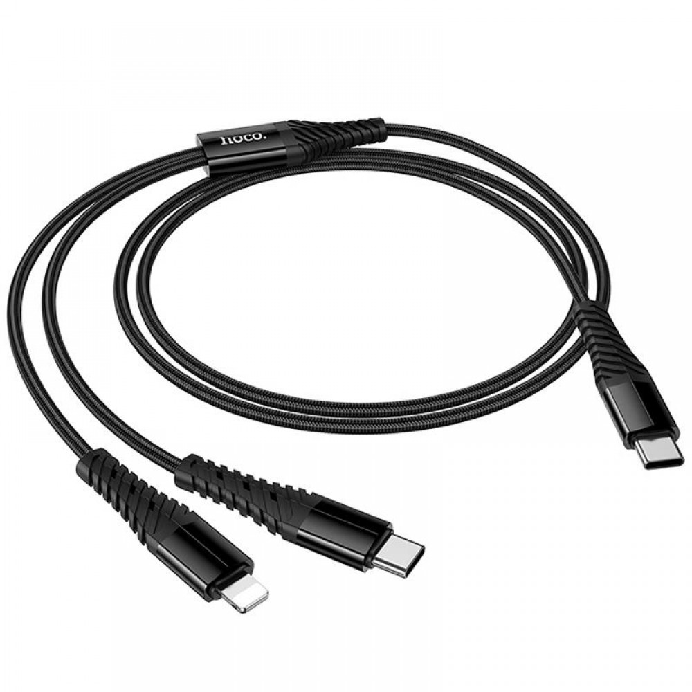 Дата кабель Hoco X123 Victory 2in1 Type-C to Lightning/Type-C 3A (1m)
