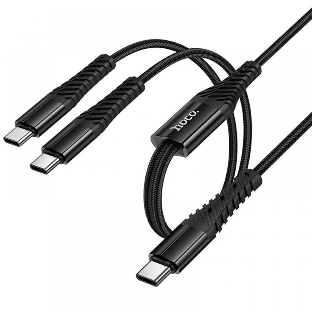 Дата кабель Hoco X123 Victory 2in1 Type-C to Type-C/Type-C 3A (1m)