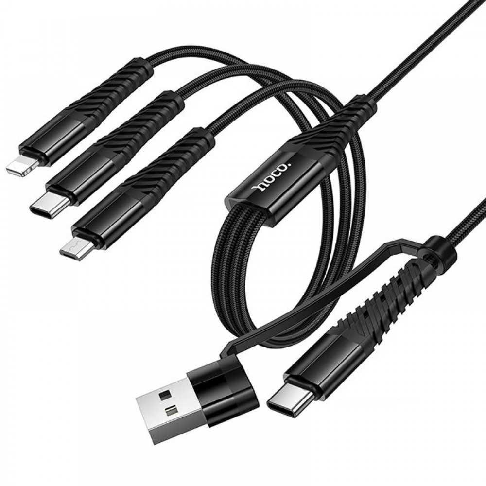 Дата кабель Hoco X123 Victory 3in1 Type-C to Lightning/Type-C/MicroUSB 3A (1m)