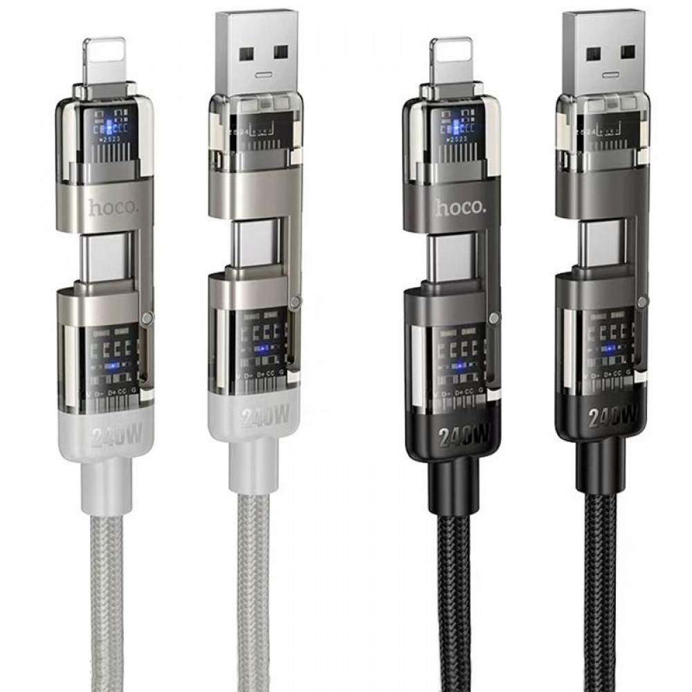 Дата кабель Hoco U151 Goldsmith 4in1 Type-C to USB/Type-C to Lightning 240W (1.2m)