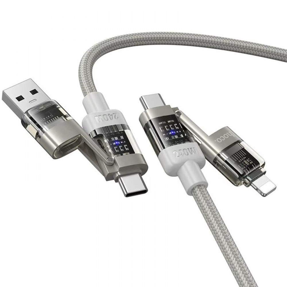 Дата кабель Hoco U151 Goldsmith 4in1 Type-C to USB/Type-C to Lightning 240W (1.2m)