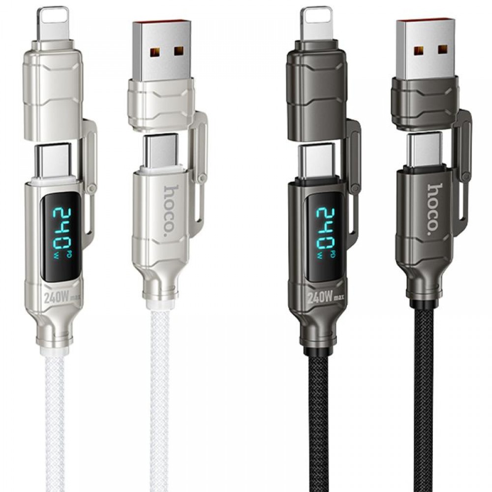 Дата кабель Hoco U152 Fortune 4in1 Type-C to Lightning/Type-C to USB 240W (1.2m)