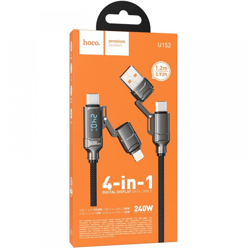 Дата кабель Hoco U152 Fortune 4in1 Type-C to Lightning/Type-C to USB 240W (1.2m)