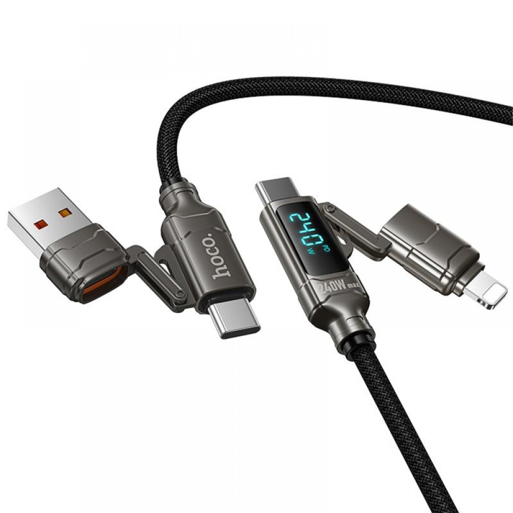 Дата кабель Hoco U152 Fortune 4in1 Type-C to Lightning/Type-C to USB 240W (1.2m)