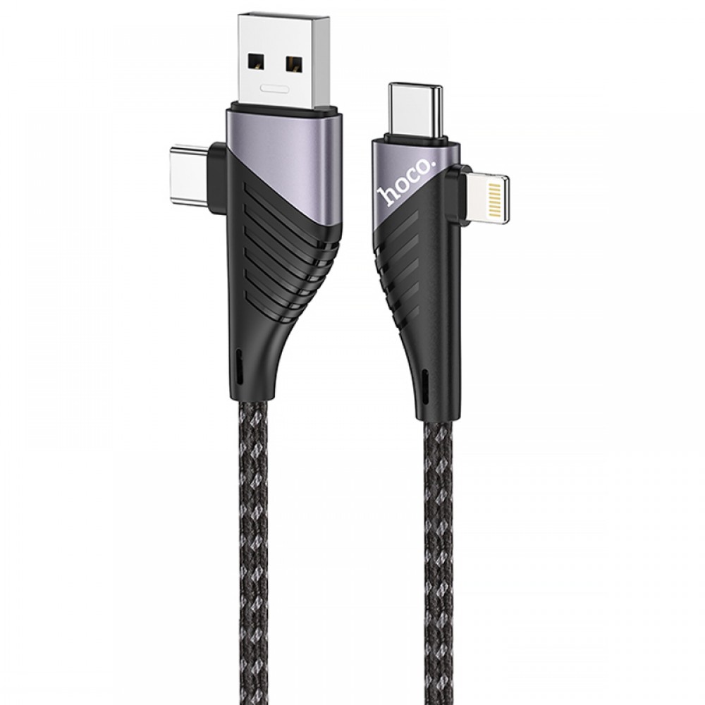 Дата кабель Hoco U95 Freeway 4in1 USB/Type-C to Type-C/Lightning 60W (1.2m)