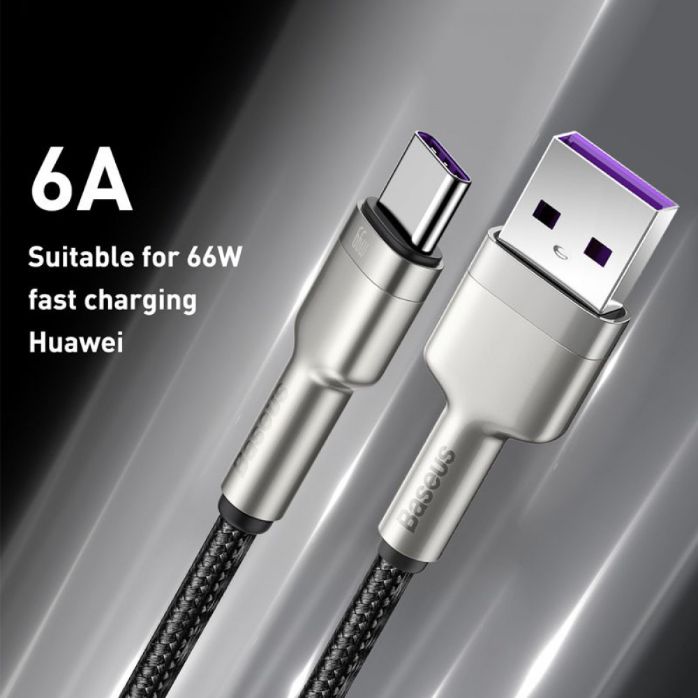 Дата кабель Baseus Cafule Metal Data USB to Type-C 66W (0.25m) (CAKF00000)