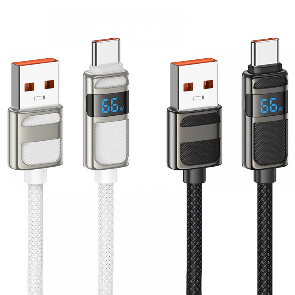 Дата кабель Hoco U137 Line with display USB to Type-C 5A/66W (1.2m)