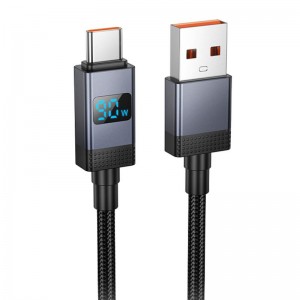 Дата кабель Hoco X118 Generous with display USB to Type-C 5A (1m)