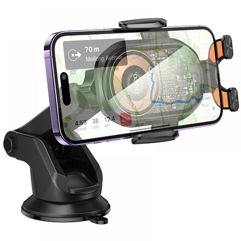 Автотримач з БЗП Hoco HW34 Blue whale 3-axis linkage wireless 15W (center console)