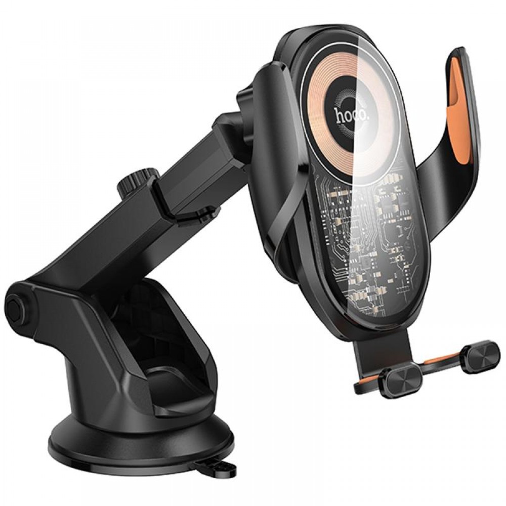 Автотримач з БЗП Hoco HW34 Blue whale 3-axis linkage wireless 15W (center console)