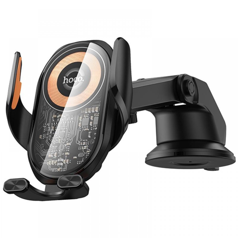 Автотримач з БЗП Hoco HW34 Blue whale 3-axis linkage wireless 15W (center console)