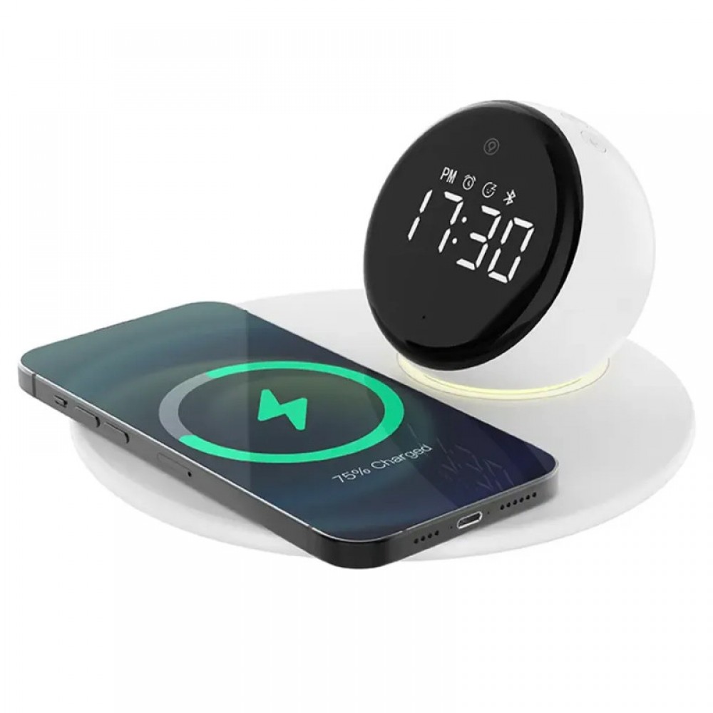 БЗП WIWU Wi-W017 15W Wireless Charger+Digital Alarm+Bluetooth Speaker