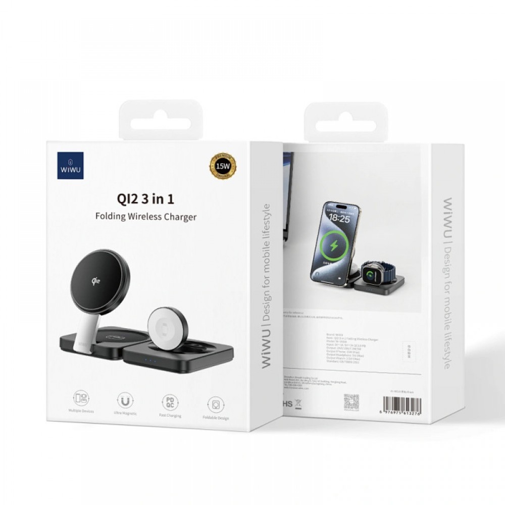 БЗП WIWU Wi-W028 QI2 3 in 1 wireless charger БЗП WIWU Wi-W028 QI2 3 in 1 wireless charger