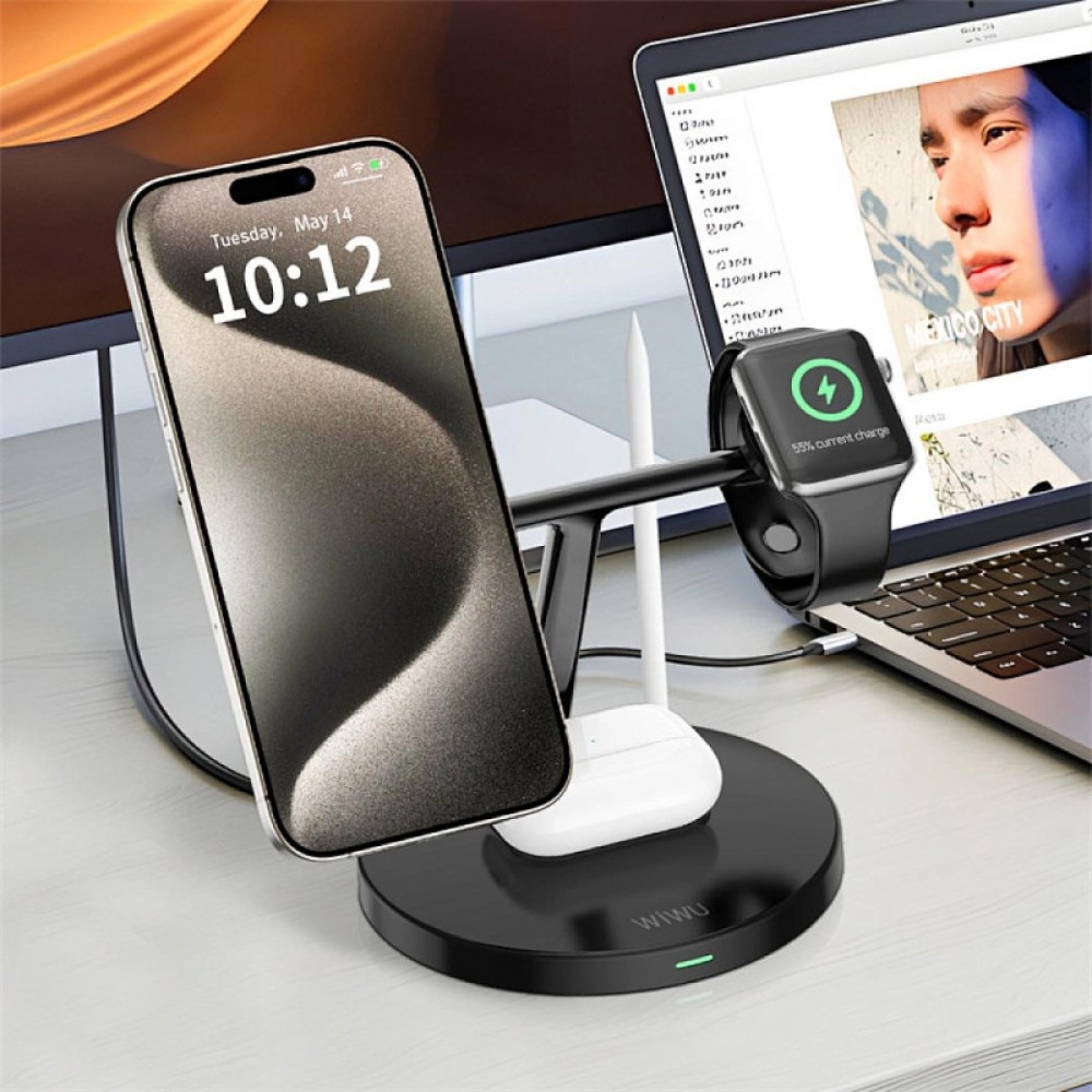 БЗП WIWU Wi-W032 Magnetic 4 in 1 Cableless Charger БЗП WIWU Wi-W032 Magnetic 4 in 1 Cableless Charger