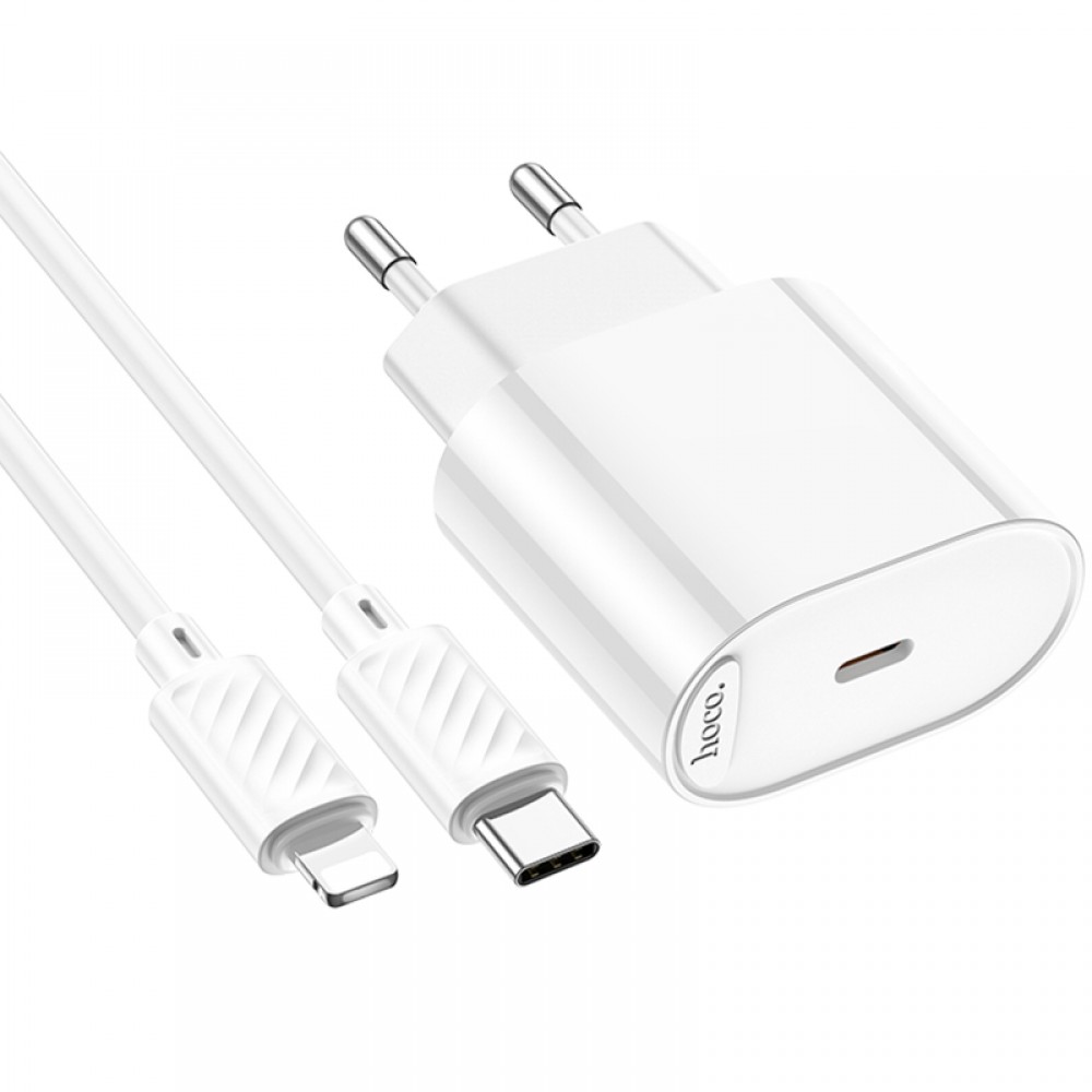 МЗП Hoco C109A Fighter PD20W+QC3.0 (1USB-A/1C) + кабель Type-C to Lightning