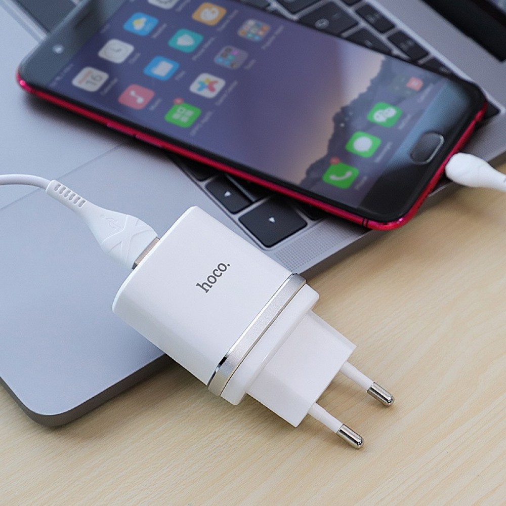 СЗУ Hoco C12Q Smart QC3.0 3A (1USB-A) + кабель USB to MicroUSB