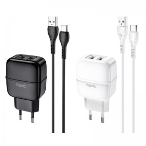 МЗП Hoco C73A Glorious 2.4A (2USB-A) + кабель USB to Type-C