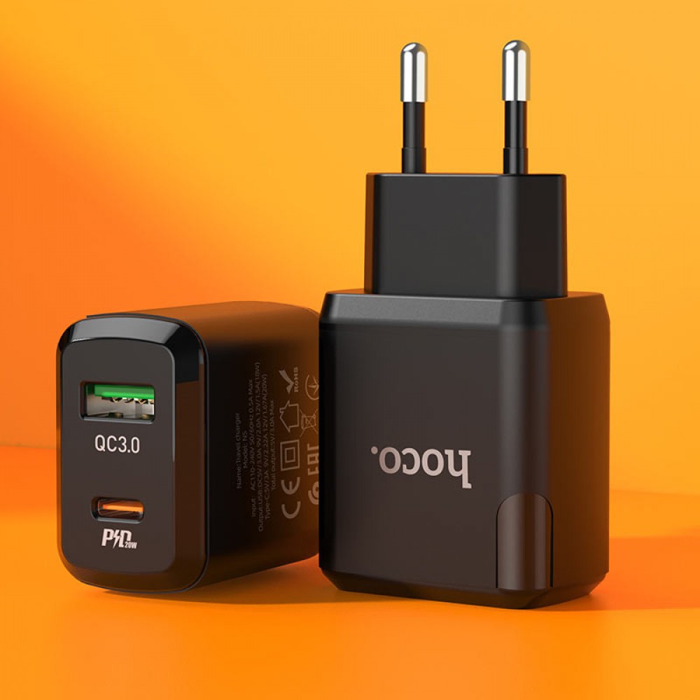 СЗУ Hoco N5 Favor 20W PD+QC3.0 (1USB/1Type-C/3A)