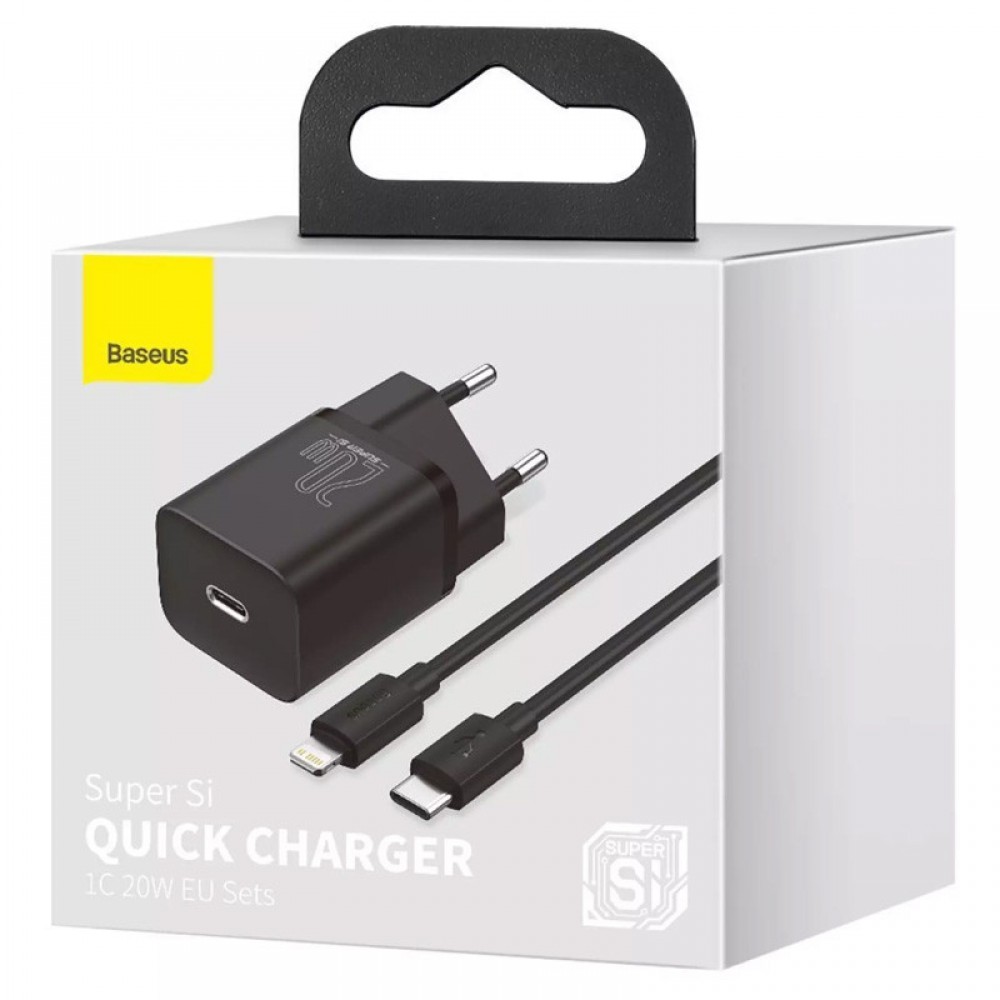 СЗУ Baseus Super Si Quick Charger 1C 20W + кабель Type-C to Lightning (TZCCSUP-B)