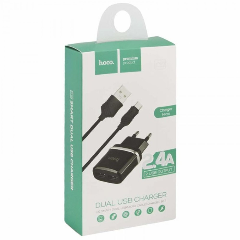 МЗП Hoco C12 Charger + Cable (Micro) 2.4A 2USB