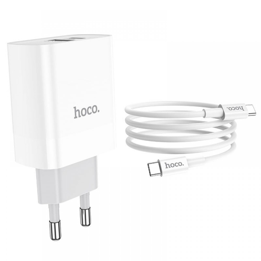 СЗУ Hoco C80A Rapido PD20W+QC3.0 (1USB-A/1C) + кабель Type-C to Type-C