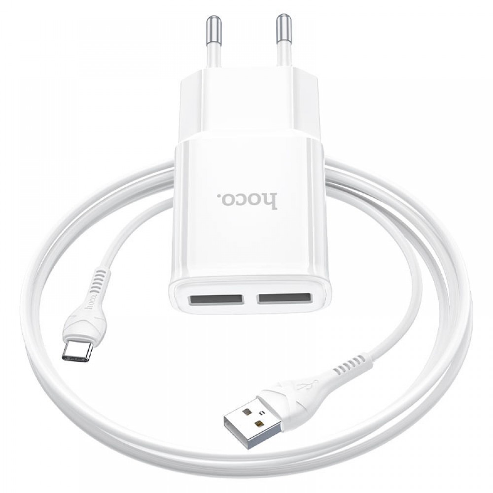 СЗУ Hoco C88A Star round 2.4A (2USB-A) + кабель USB to Type-C СЗУ Hoco C88A Star round 2.4A (2USB-A) + кабель USB to Type-C