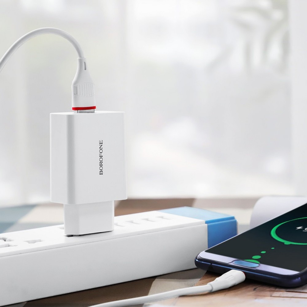 СЗУ Borofone BA21A Long journey QC3.0 3A (1USB-A) + кабель USB to Type-C
