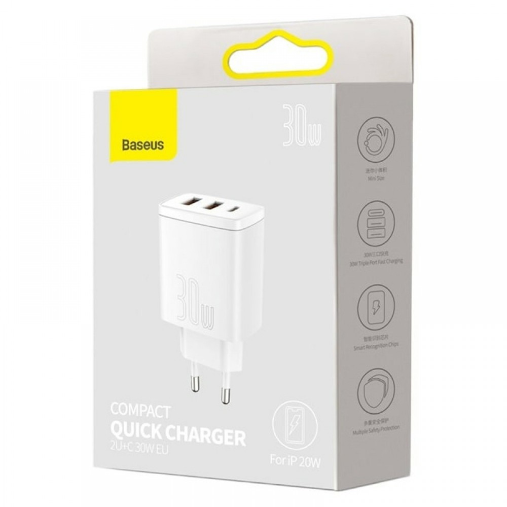 МЗП Baseus Compact Quick Charger 30W QC+PD (2USB-A/1C) (CCXJ-E) МЗП Baseus Compact Quick Charger 30W QC+PD (2USB-A/1C) (CCXJ-E)