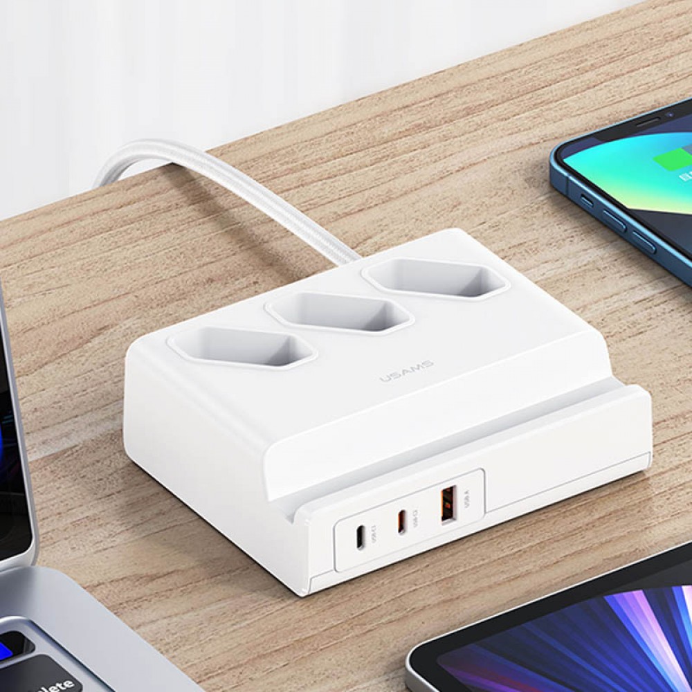 МЗП Usams US-CC160 P1 65W Super Si Fast Charging USB Extension Socket