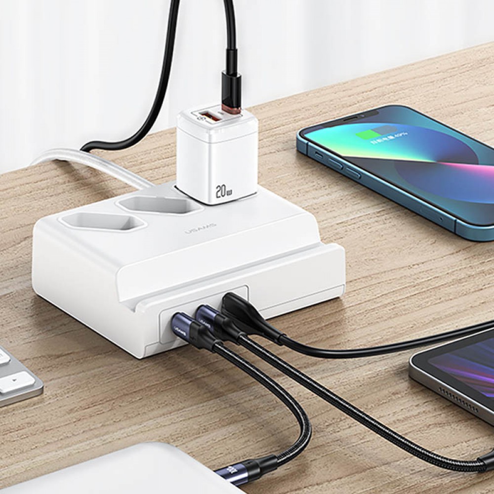 МЗП Usams US-CC160 P1 65W Super Si Fast Charging USB Extension Socket