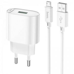 МЗП Hoco C109A Fighter QC3.0 18W (1USB-A) + кабель USB to MicroUSB