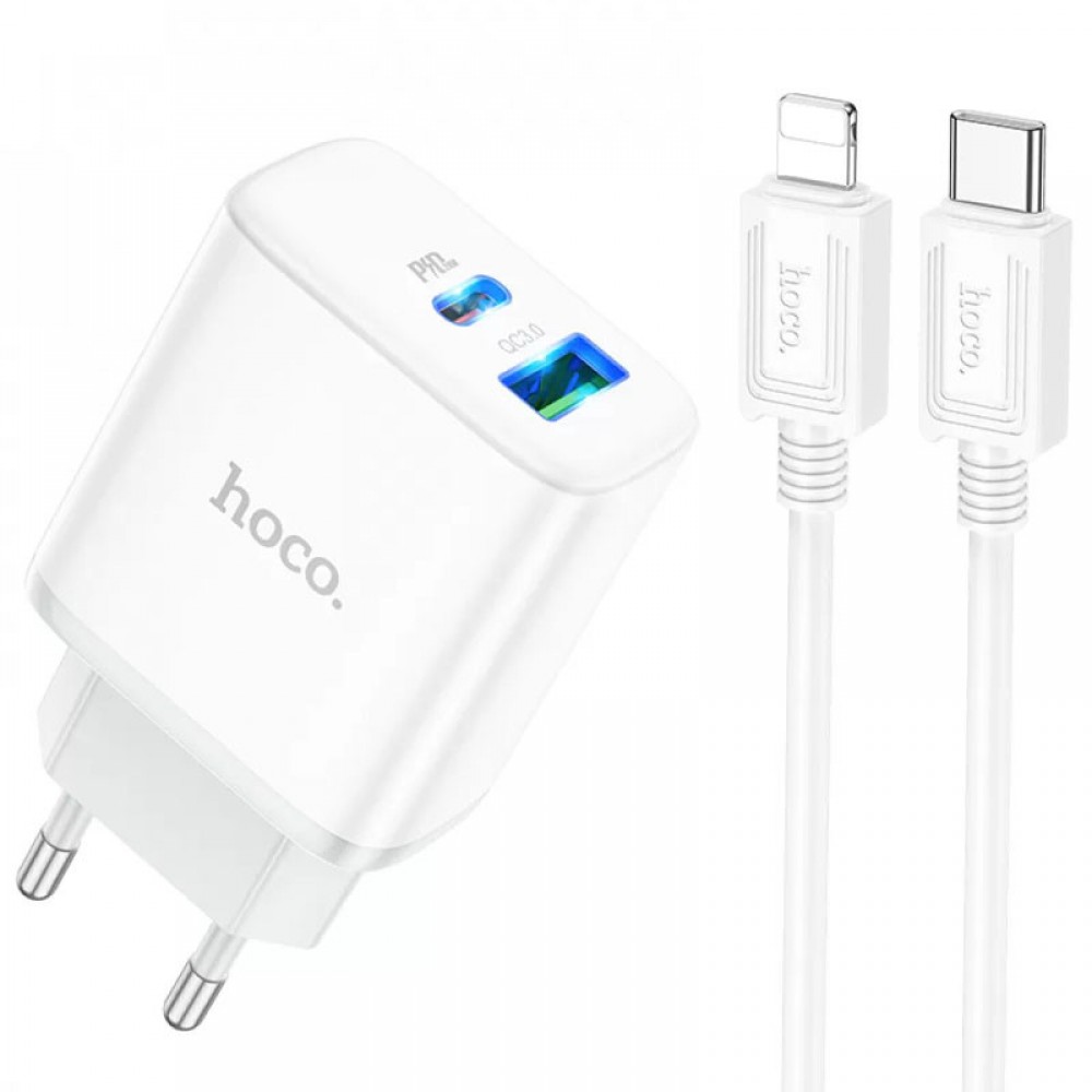 МЗП Hoco C105A Stage PD20W+QC3.0 (1USB-A/1C) + кабель Type-C to Lightning МЗП Hoco C105A Stage PD20W+QC3.0 (1USB-A/1C) + кабель Type-C to Lightning