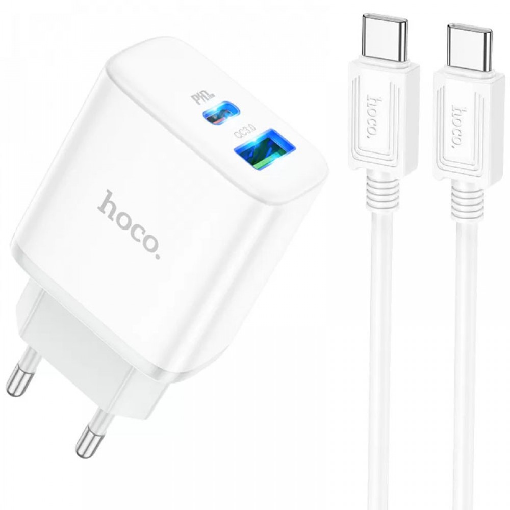МЗП Hoco C105A Stage PD20W+QC3.0 (1USB-A/1C) + кабель Type-C to Type-C МЗП Hoco C105A Stage PD20W+QC3.0 (1USB-A/1C) + кабель Type-C to Type-C