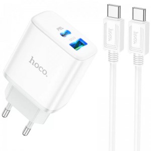 МЗП Hoco C105A Stage PD20W+QC3.0 (1USB-A/1C) + кабель Type-C to Type-C
