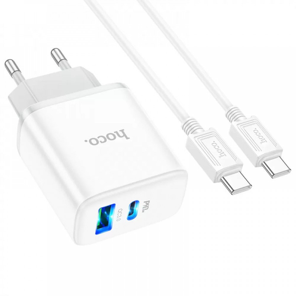 МЗП Hoco C105A Stage PD20W+QC3.0 (1USB-A/1C) + кабель Type-C to Type-C