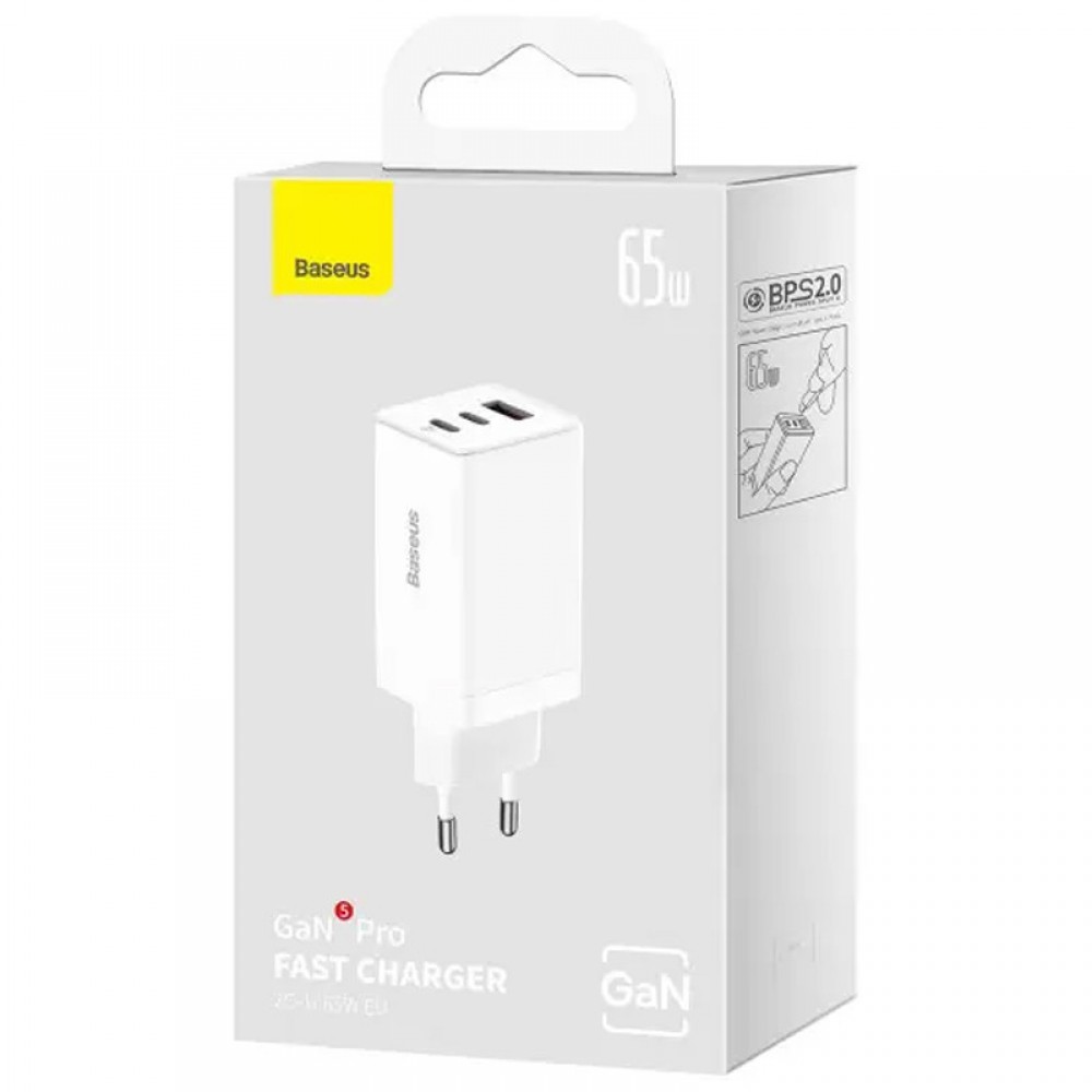 СЗУ Baseus GaN5 Pro 65W 2Type-C+USB 100W EU (CCGP12020)