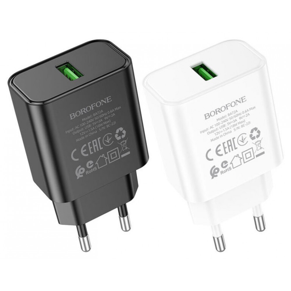 МЗП Borofone BA72A Spring QC3.0 (1USB-A)