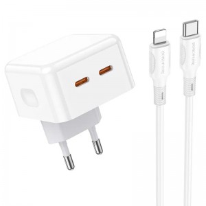 МЗП Borofone BA76A Source PD35W (2USB-З) + кабель Type-C to Lightning