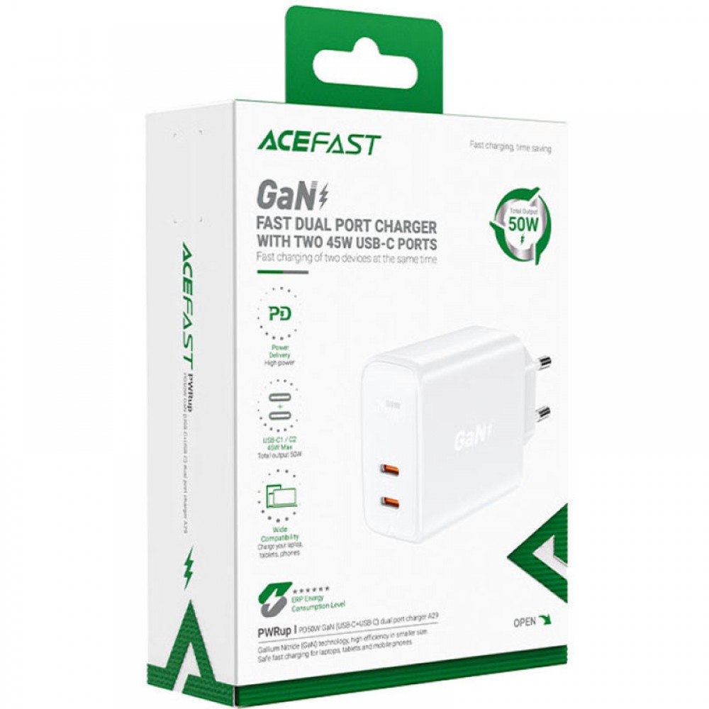 МЗП Acefast A29 PD50W GaN (USB-C+USB-C) dual port