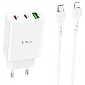 МЗП Hoco C99A PD20W+QC3.0 (1USB/2Type-C/3A) + Type-C to Lightning