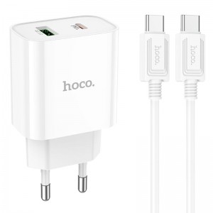 МЗП Hoco C80A Plus Rapido PD20W+QC3.0 (1USB-A/1C) + кабель Type-C to Type-C