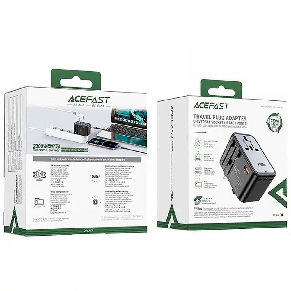 СЗУ Acefast Z1 PD75W GaN (3*USB-C+2*USB-A)